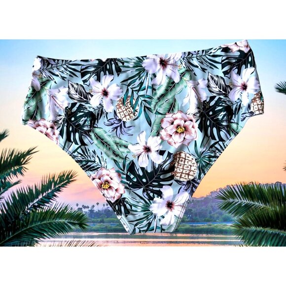 Bikini Bottoms 3XL New Full Coverage Wide High Leg Stretch Waist Floral … - Picture 9 of 14